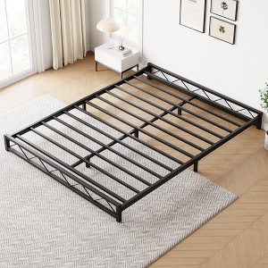 Nasitip Metal Platform Bed Frame with Wavy Pattern, Mattress Foundation, Steel Slats Support, No Box Spring Needed, Black - 1 of 4