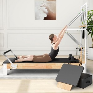 PAETA Pilates Reformer, Wooden Reformer Pilates Machine with Cadillac Trapeze Table,Includes Sitting Box and Jumpboard for home - 1 of 4