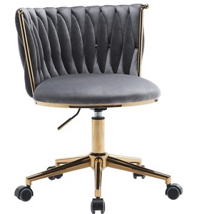 NicBex Adjustable Height Home Office Chair with Golden Metal Base and Wheels for Work Study Vanity,Bedroom - 1 of 4