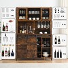 70" Tall Farmhouse Coffee Bar Cabinet with Hutch, Wine Rack, Sliding Barn Doors, Buffet Sideboard - 3 of 4