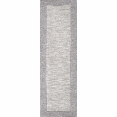 Hauteloom Bordered Solid Gray Wool Rug