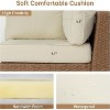 6-Piece Wicker Outdoor Conversation Set, Boho Patio Furniture Set with HDPE Table and Water Resistant Thick Cushions, Beige - 4 of 4