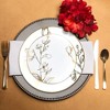 Smarty Had A Party White with Gold Antique Floral Round Disposable Plastic Dinnerware Value Set (120 Dinner Plates and 120 Salad Plates) - image 4 of 4