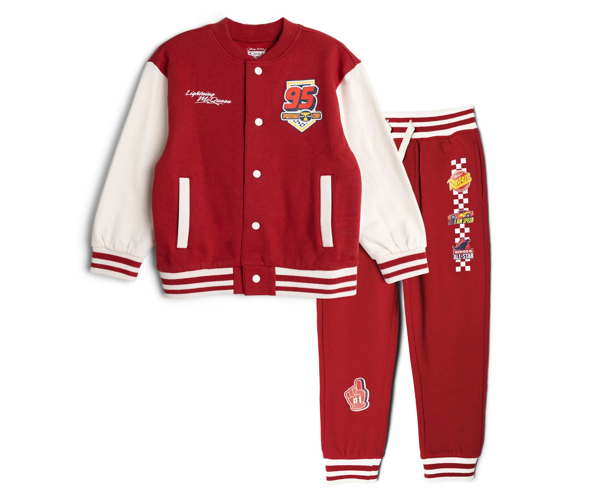 Disney Cars Fleece Varsity Bomber Jacket and Jogger Pants Outfit Set Toddler