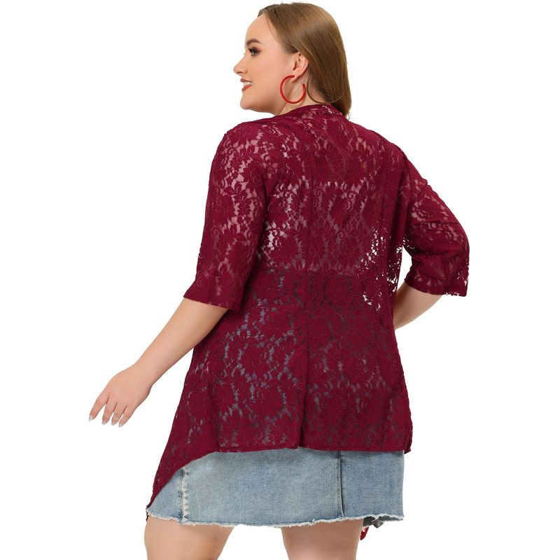 Agnes Orinda Women's Plus Size Draped Shawls Lightweight Open Front Lace Date Cardigans, 4 of 6