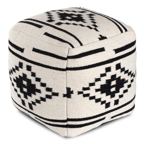 Noir Noor Pouf Black/white Geometric - Anji Mountain : Target