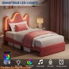 Twin/Full Boucle Bed Frame w/Flower Headboard Upholstered Princess Bed Frame for Kids/ Platform Bed Frame w/ Drawers&Lights - 4 of 4