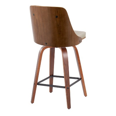 Pearl Silver Swivel Leather and Wood Counter Stool Set