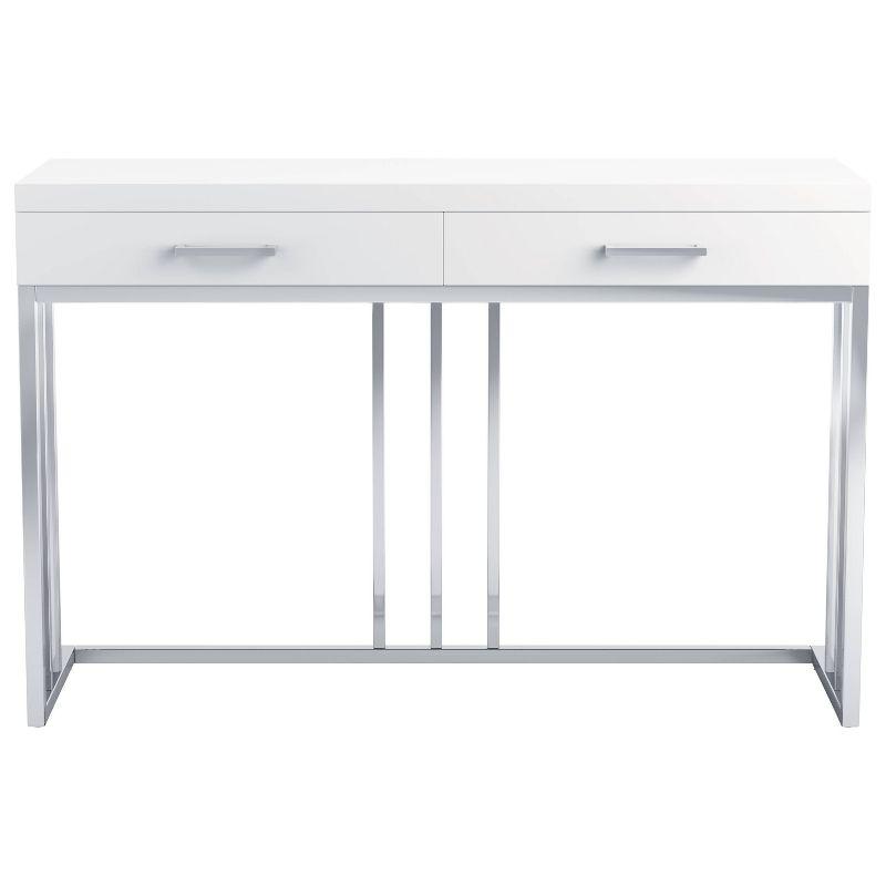 Dalya 2 Drawer Console Sofa Table White High Gloss/Chrome - Coaster, 5 of 10