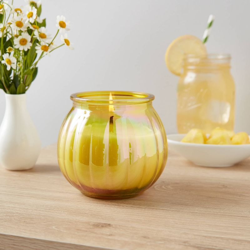 Round Depression Glass Pineapple Lemonade Lidded Jar Candle Yellow 14oz - Opalhouse&#8482;, 2 of 4