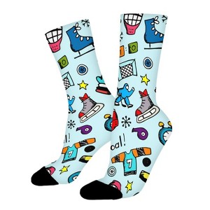 Colorful Hockey Game Women Printed Crew Socks Funny Funky Socks Soft Polyester Novelty Gifts for Artists Men - 1 of 1