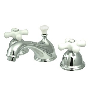 Kingston Brass Restoration 8"-16" Wide Spread Lavatory Faucet Chrome: Double Handle, 3-Hole Sink Mounted, Satin Finish - 1 of 2