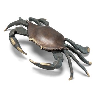 SPI Home Large Bluepoint Crab – Handcrafted Coastal Brass Accent, Ocean-Inspired Blue Sea Crab Figurine, 7.5" Wide Nautical Décor - 1 of 4