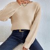 Women's Cropped Long Sleeve Sweater Casual Knit Pullover Top For Fall - 3 of 4