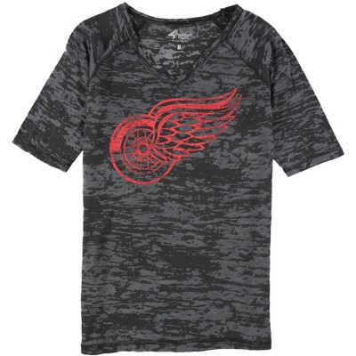 G-III Sports Womens Detroit Red Wings Graphic T-Shirt, Black, Medium
