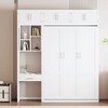 Full/Queen Size Wall Murphy Bed Space Saving Foldable Bed with Desk, Top Cabinet and Storage Shelves, White/Gray-ModernLuxe - 2 of 4