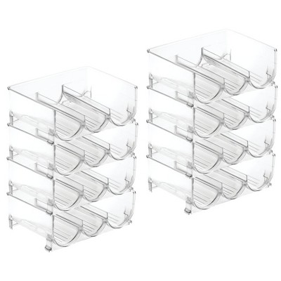 mDesign Plastic Stackable Water Bottle Storage Organizer Rack - 8 Pack, Clear
