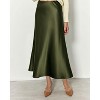 Women's 2025 Satin Midi Skirt - Elegant High Waist A-Line for Cocktail & Wedding Events Light Army Green - 4 of 4