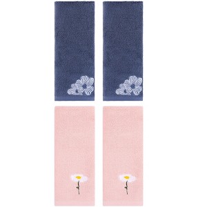 REGALWOVEN Cotton Soft Absorbent Floral Pattern Hand Towel 13" x 30" - 1 of 4