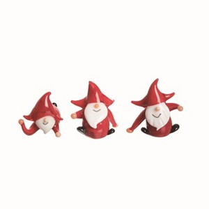 Transpac Glass Playful Cmas Gnome Figurine Set of 3 Christmas Home Decorations - 1 of 1