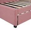 PAGED Twin Size Linen Fabric Daybed Modern Wooden Bed Frame Simple Sofa Bed with Trundle and Upholstered Backrest for Living Room - 3 of 4