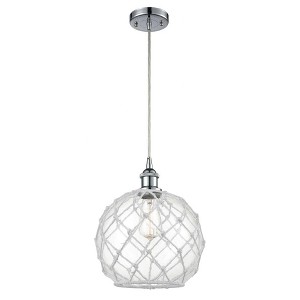 Farmhouse Rope - 1 Light Cord Hung Mini Pendant In Industrial Style-13 Inches Tall and 10 Inches Wide - 1 of 1