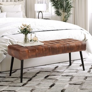 Arceso Entryway Bench, 44.5" Upholstered Bedroom Benches, End of Bed Bench with Metal Legs, for Decorative, Living Room, Dining Room - 1 of 4