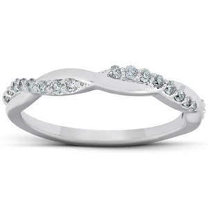 Pompeii3 1/5Ct Diamond Infinity Wedding Ring Womens 14k White Gold Interwoven Stack Band - 1 of 4