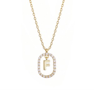 Adornia 14k Gold Plated Floating Letter CZ Frame Necklace - 1 of 2