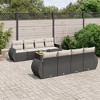 vidaXL 9 Piece Patio Sofa Set with Cushions Black and Cream Poly Rattan - 2 of 4
