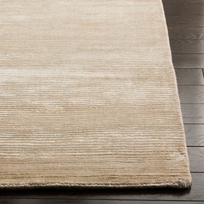 Elegant Beige Hand-Knotted Wool & Viscose 4' x 6' Area Rug