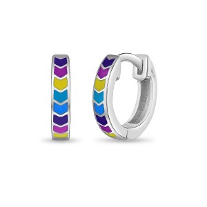 Girls' Rainbow Enamel Huggie Hoop Sterling Silver Earrings - In Season Jewelry - 1 of 1