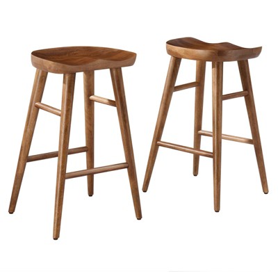 Modway Saville Backless Wood Counter Stools - Set of 2