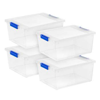 Ziploc 15-Gallons (60-Quart) Clear Body/Lid Blue Buckles Tote with Latching  Lid in the Plastic Storage Containers department at