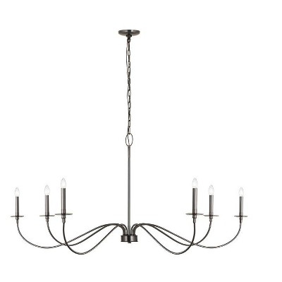 Arrington 63" Steel Chandelier - 6 Bulbs, Dimmable, Ideal for Dining Room & Foyer