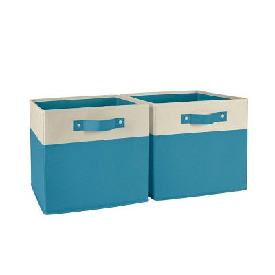 RiverRidge Kids' 2pc Two Tone Fabric Collapsible Cube Storage Organizers with Handles