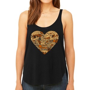 LA Pop Art Thanksgiving Heart - Women's Premium Word Art Flowy Tank Top - 1 of 4
