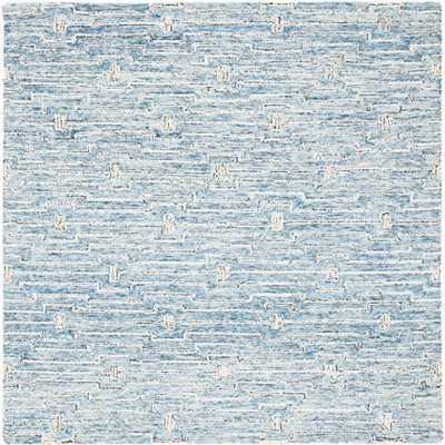 Handmade Light Blue Wool Tufted Square Rug 5'