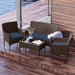 Nestl 4 Piece Wicker Patio Furniture Set - Outdoor Furniture Patio Set with Coffee Table - 1 of 4