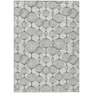 White Gray And Silver Geometric Washable Indoor Outdoor Area Rug - 1 of 4