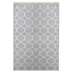 Northlight 4' x 6' Gray and Beige Honeycomb Pattern Rectangular Outdoor Area Rug - 1 of 4
