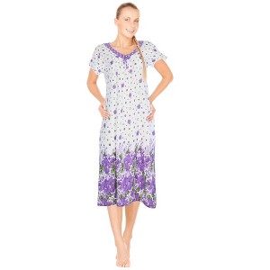 JEFFRICO Womens Nightgowns Short Sleeve Sleepwear Soft Pajama Dress Nightshirts - 1 of 4