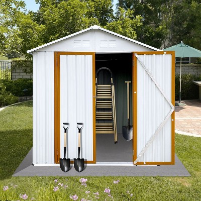 Janey Metal Outdoor Storage Box, Patio Storage Shed with 2 Lockable Doors and Foundation Base, Outdoor Furniture - Maison Boucle