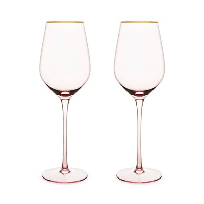 Twine Rose Wine Glasses Set, Gold Rimmed, Set of 2