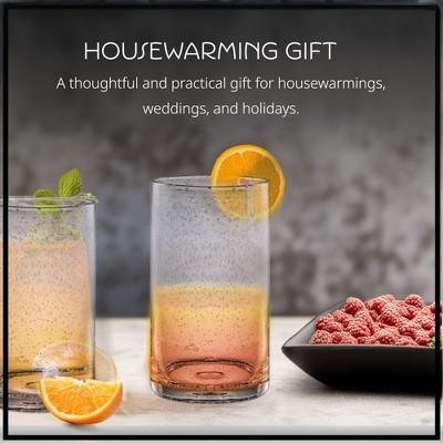 Clear 17 oz Bubble Glass Highball Tumblers, Set of 4