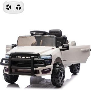 coucheta Kids Ride On Cars, Licensed RAM 12V Electric Ride On Truck Car, Electric Pickup Car for Toddlers, Spring Suspension, LED Lights, Music - 1 of 4