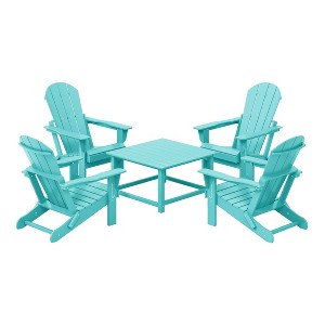 WestinTrends Malibu 5-Piece HDPE Adirondack Chair Outdoor Patio Square Table Conversation Set - 1 of 4