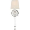 Possini Euro Design Irene Modern Wall Light Sconce Polished Nickel Hardwire 6" Fixture White Fabric Shade for Bedroom Reading Living Room Hallway Home - 3 of 4
