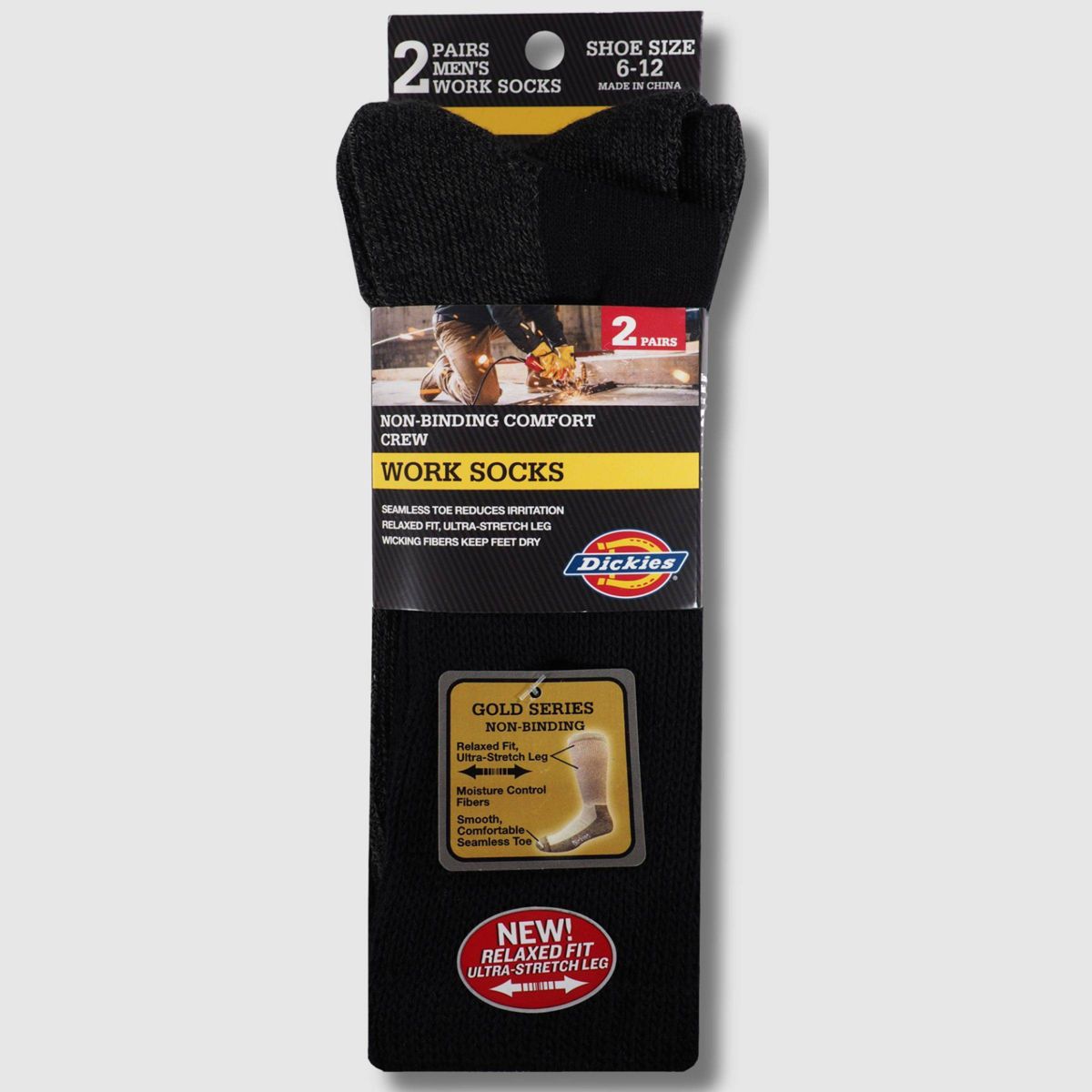 Dickies Men's 2pk Steel Toe Non-Binding Crew Socks - 6-12 - thumbnail 3
