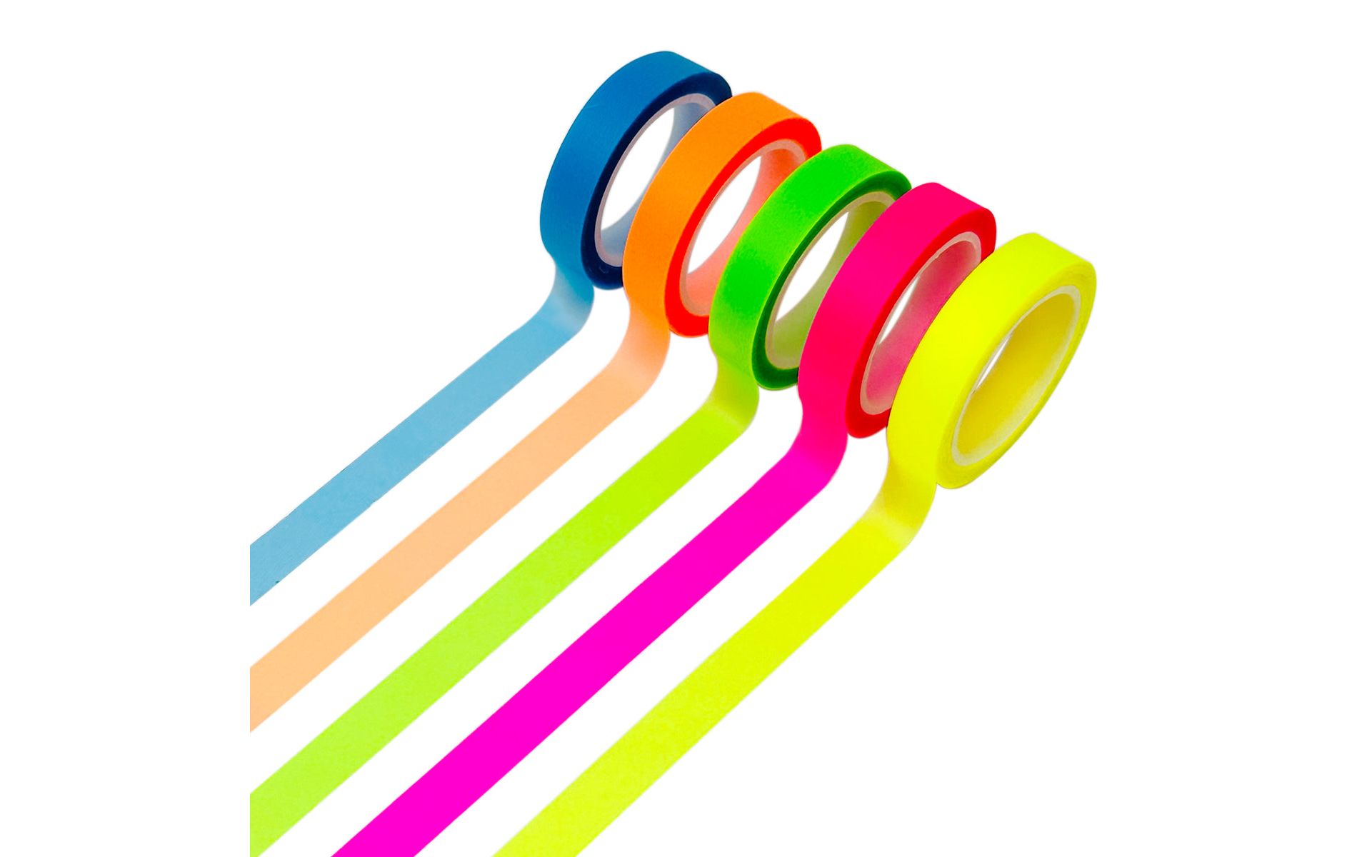 Wrapables Transparent Fluorescent Neon Removable Highlighter Tape 8mm x 5M (Set of 5)